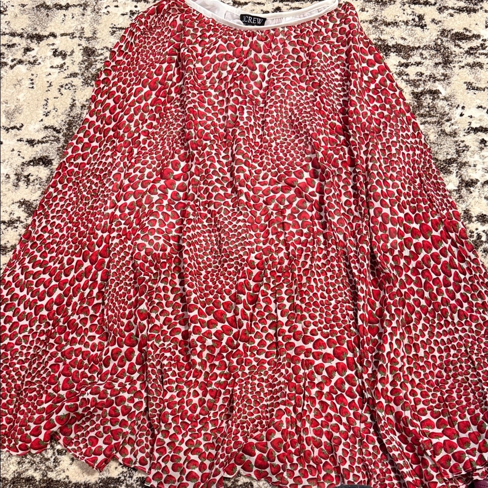 J. Crew Red and White Flowing Skirt